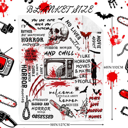 Loxezom Horror Movie Gifts Blanket 60" X 50", Halloween Christmas Birthday Gifts for Horror Movie Lovers, Scary Blanket/Merch/Birthday Party Decorations, Scary Movie Blanket