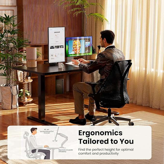 ErGear Height Adjustable Electric Standing Desk, 71 x 30 Inches Sit Stand up Desk, Memory Computer Home Office Desk, Grey