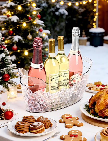 HOYTST 7L Ice Buckets for Parties, 2-Pack Clear Acrylic Champagne Bucket, Large Beverage Tub with Scoop, Portable Cooler Barrel for Cocktail, Beer, Wine Drinks, Mimosa Bar Supplies