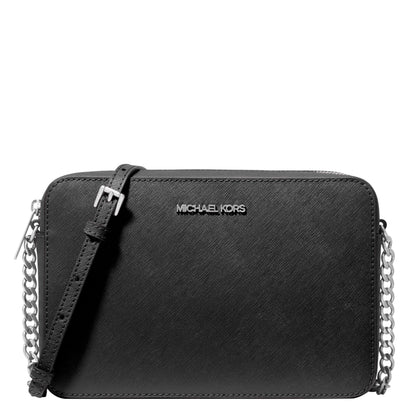 Michael Kors, Women's, Jet Set Large Crossbody Bag, Gold-Tone Hardware/Saffiano Leather/Black