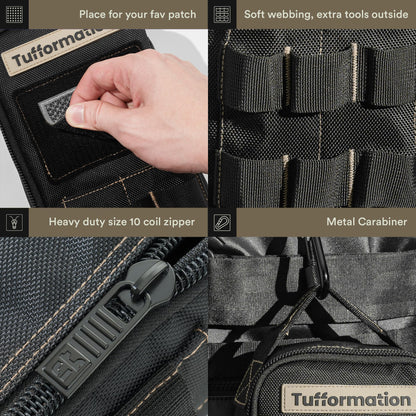 Tufformation Heavy Duty Small Tool Bag Pouch Portable Utility Organizer Case with Zipper Handle. Perfect for EDC, Motorcycle, Road Bike, Electricians & More