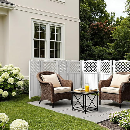 Greesum Outdoor Air Conditioner Fence, Privacy Screen 4 Panels for Trash Can Enclosure&Pool Equipment, White