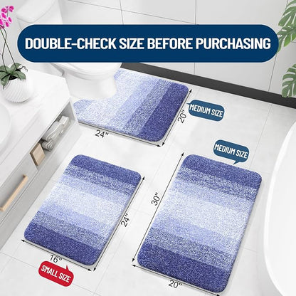 OLANLY Large Bathroom Rugs Mat 54x24, Extra Soft Absorbent Microfiber Bath Rugs, Rubber Backing, Quick Dry, Machine Washable Bath Mats for Bathroom, Tub and Shower, Home Decor Accessories, Blue-Violet