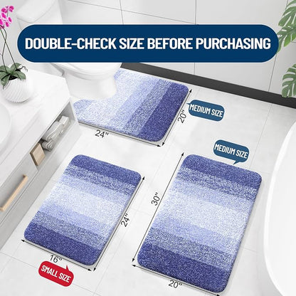 OLANLY Small Bathroom Rugs Mat 24x16, Extra Soft Absorbent Microfiber Bath Rugs, Rubber Backing, Quick Dry, Washable Bath Mats for Bathroom Floor, Tub and Shower, Home Decor Accessories, Blue-Violet