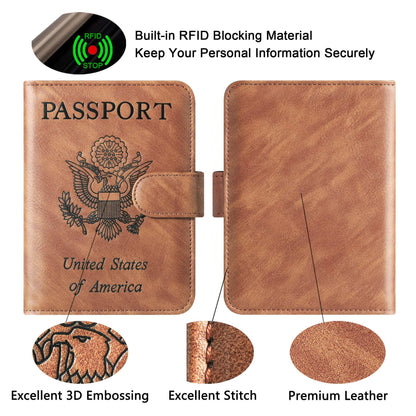 Passport Holder Cover Wallet Travel Essentials Leather Rfid Blocking Case Vacation Luggage Must Haves Travel Accessories for Men Women (120#Brown)
