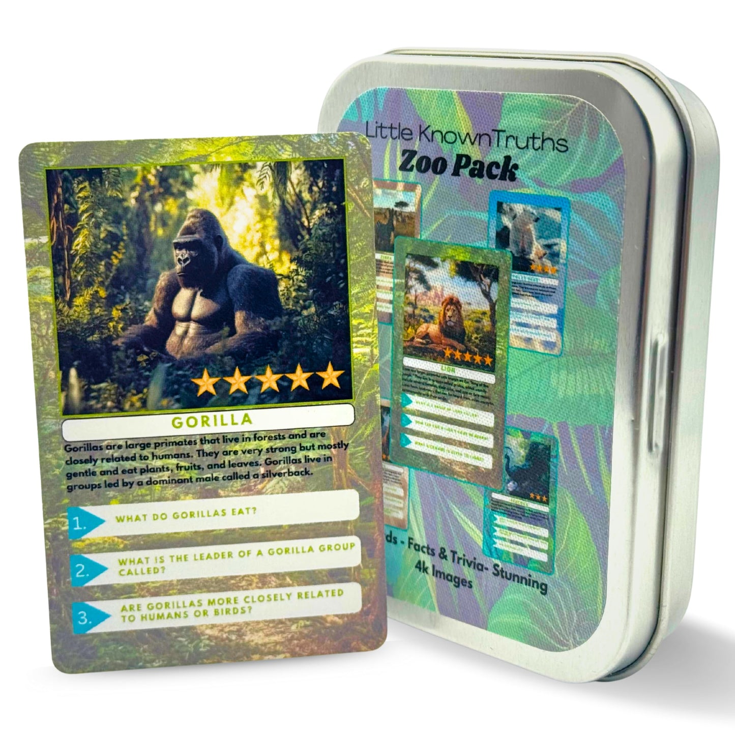 Little Known Truths Zoo Animal Trivia Flash Cards for Kids, Learn About Lions, Monkeys, Elephants & More, Educational Learning Flashcards with Fun Facts & Quiz Questions – Great STEM Gift for Ages 3-5