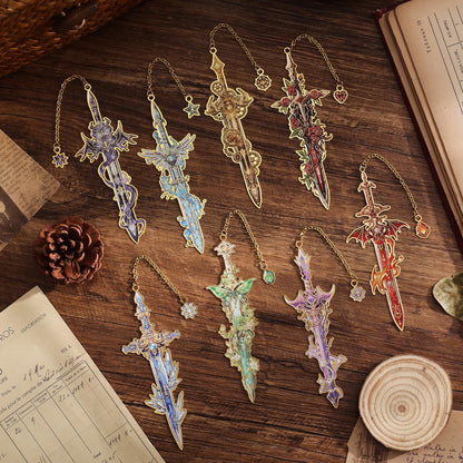 8pcs Fantasy Sword Bookmarks for Books, Journals, Planners - Cool Metal Book Markers for Reading Women & Men, Unique Book Marks Gifts for Book Lovers, Reading Accessories for Students & Adults & Kids