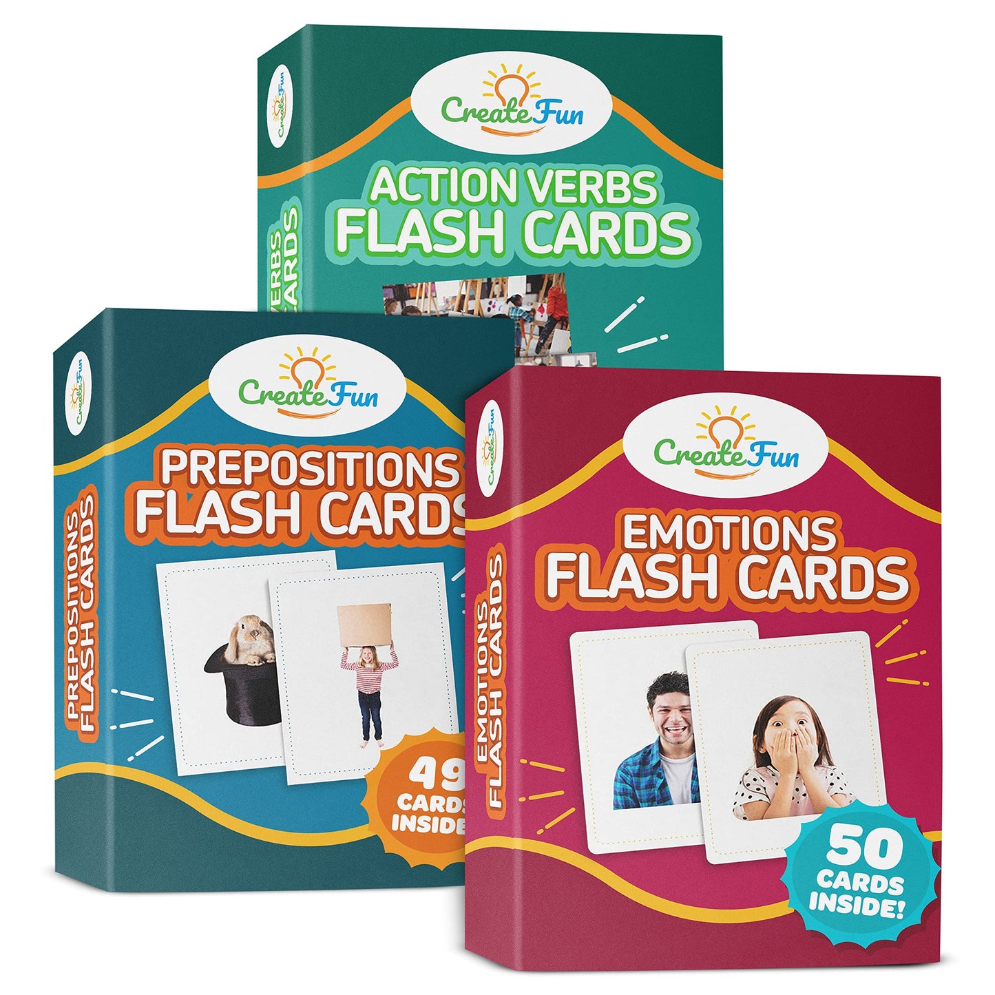 149 Prepositions, Emotions & Action Verbs Flash Cards Set - Educational Photo Cards with Learning Games for Toddlers, Kids, Adults, Seniors, Preschool Prep, Speech Therapy and ESL Teaching Materials