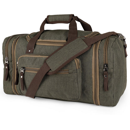 Duffle Bag for Travel 20–23” Expandable (40L) – Lightweight Water-Resistant Carry On Weekender with Multiple Pockets & Shoulder Strap – Airline Approved Travel Duffel Bags for Men & Women - ARMY GREEN