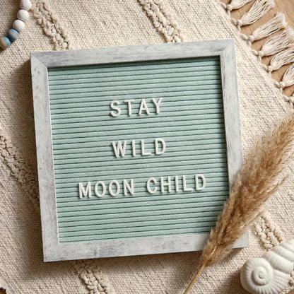 C CRYSTAL LEMON Rustic Turquoise Felt Letter Board 10x10 Inch, 336 Letters Numbers and Symbols, Changeable Wooden Message Board with Wall Mount and Display Stand