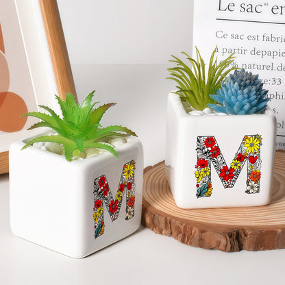 BJDAMAI Succulent Planter Flower Plant Pot Small, Gifts for Teen Girls Kids Birthday Gifts for 5 6 7 8 9 10 11 12 13 14 15 Year Old Girls (Letter M)