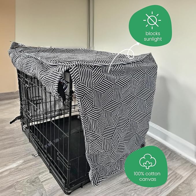 Molly Mutt Rough Gem Dog Crate Cover, 100% Cotton Canvas Cover with 2 Roll-Up Panels, Ideal for Dog or Cat Crate, Durable, Washable, and Free of Harmful Chemicals, 36" x 23" x 25"