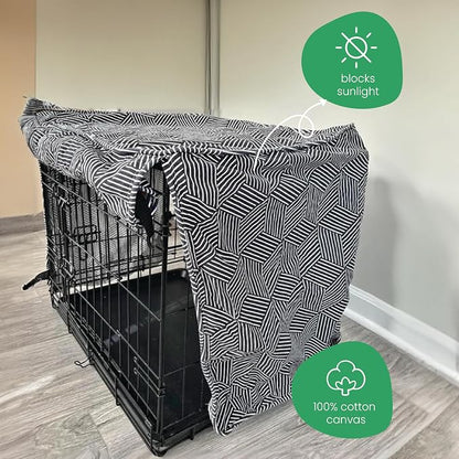 Molly Mutt Rough Gem Dog Crate Cover, 100% Cotton Canvas Cover with 2 Roll-Up Panels, Ideal for Dog or Cat Crate, Durable, Washable, and Free of Harmful Chemicals, 36" x 23" x 25"