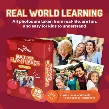 50 Emotions Flash Cards Volume 2 - Feeling Photo Cards for Kids, Adults, Seniors, Homeschool, Speech Therapy, ABA, Dementia, Aphasia, Occupational Therapy, ESL and Autism Learning Material