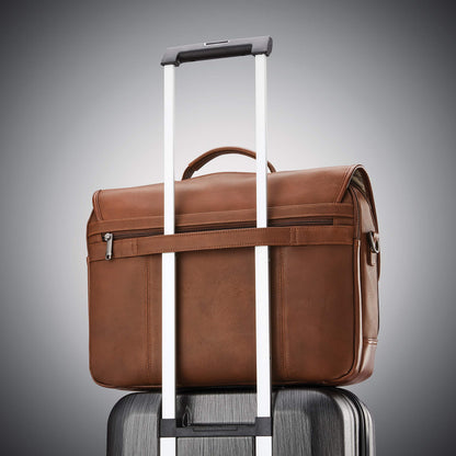 Samsonite Classic Leather Flapover, Cognac , One Size