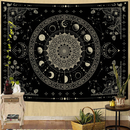 Lunerfex Mandala Moon Tapestry Boho Tapestry for Bedroom Black Tapestries Wall Hanging Living Room Wall Art and Home Decor 70x90