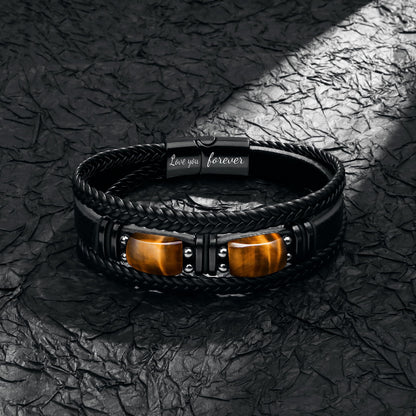 JoycuFF Gift for Boyfriend from Girlfriend to My Love Leather Bracelet for Men Love You Forever Birthday Anniversary Present Thank You Gift