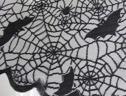 Tonfant Black Lace Tablecloth Round Overlay with Spider Web and Mat for Halloween Party,Easter,Fireplace and Mantle Cover Decoration (Round 70", Black)