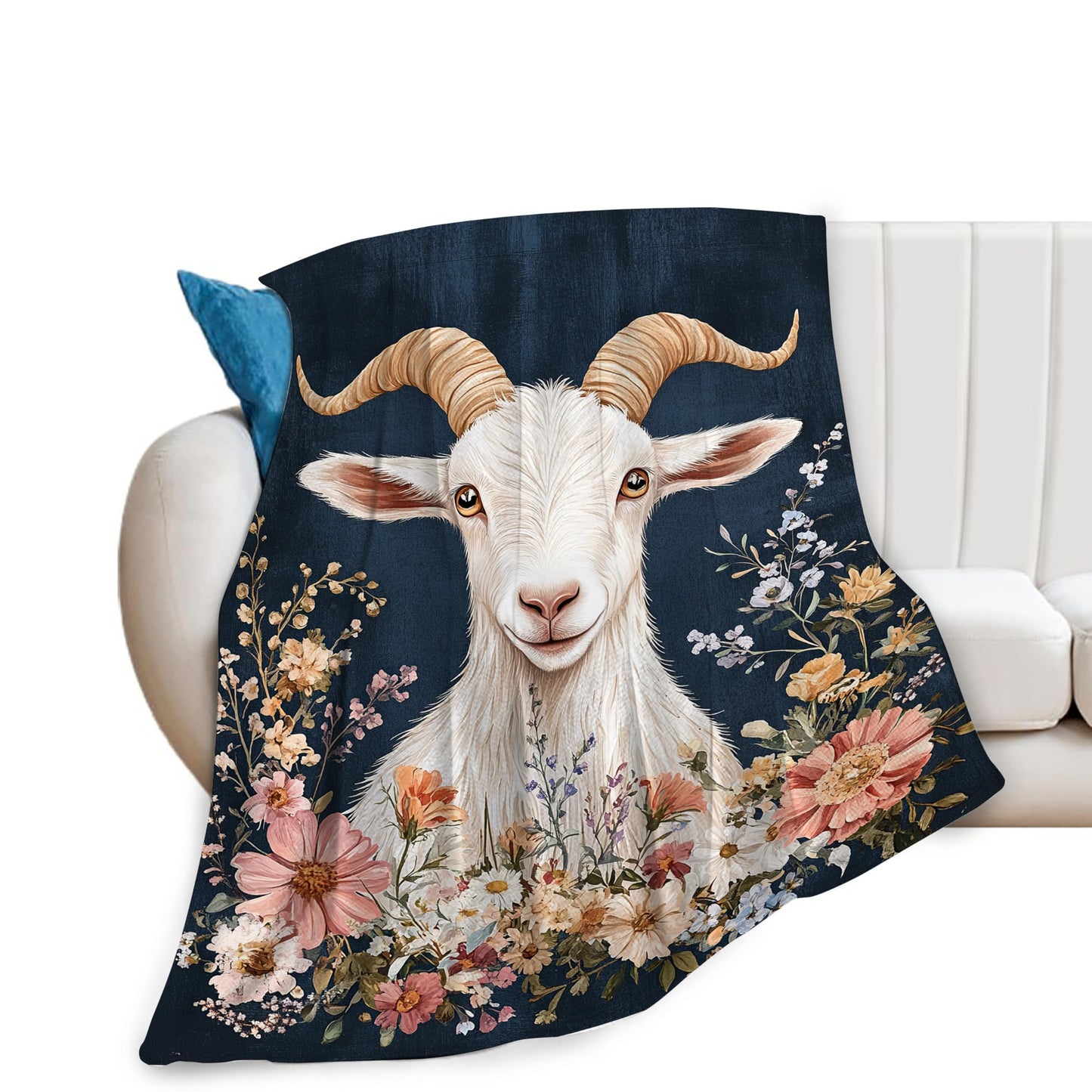 Mecowcm Cute Goat Blanket Farmhouse Sheep Goat Fleece Throw Blankets Fuzzy Plush Super Soft Cozy Warm Goats Decor Blanket Gifts for Boys Girls Kids Adult Men Women 40"x50"