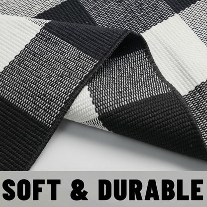 WAYYE Buffalo Plaid Outdoor Rug 27.5" x 43" Black and White Checkered Area Rug Washable Doormats Indoor Outdoor Rugs for Layered Front Door Mats, Porch, Entryway, Kitchen, Farmhouse