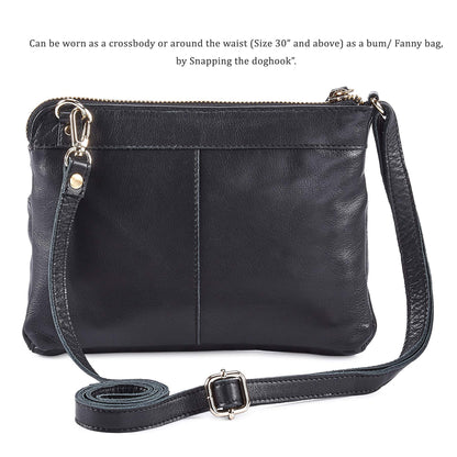 Small Crossbody Bags for Women Leather Sling Purse with Adjustable Strap Multi Pocket Cross Over for Travel & Gift (Black Nappa)