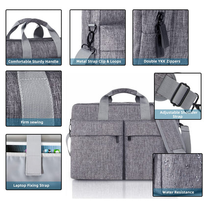KINGSLONG 17.3 inch Laptop Briefcase Bag, Laptop Shoulder Bag for Men Women, Water Resistant Business Crossbody Bag with Shoulder Strap, Computer Bag for Asus Acer Dell Thinkpad, Grey