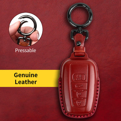 Tukellen for Toyota Key Fob Cover Genuine Leather With Keychain,Leather Key Case Protector Compatible with 2019-2025 Rav4 2020-2022 Highlander Corolla Prius 2018-2024 Camry Avalon C-HR GT86-Red