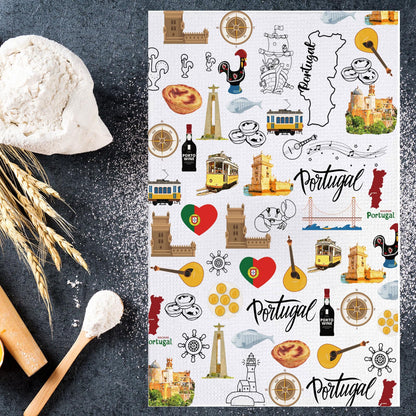 JNIAP Portugal Kitchen Towel Portugal Gifts Portuguese Kitchen Towels Portugal Housewarming Gift Portugal Dish Towels(Portuga KT)