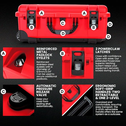 NANUK 935 Wheeled Waterproof First Aid Box Empty – Durable, Medical First Aid Organizer Case, IP67-Rated, Dustproof, Impact-Resistant, and Floats (22” x 14” x 9”) – Red