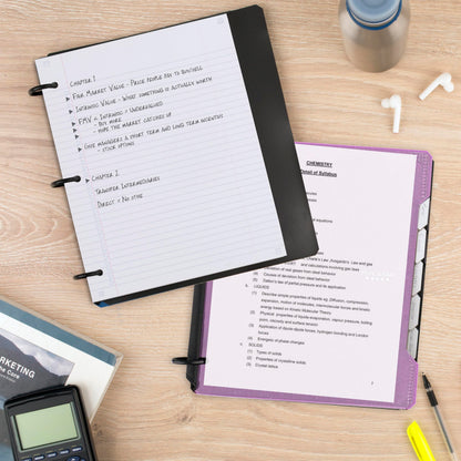Five Star Flex Refillable Notebook + Study App, College Ruled Paper and 1 Inch TechLock Ring Binder with Customizable Cover, Pockets, Tabs and Dividers, 200 Sheet Capacity, Amethyst Purple (293260AB6)