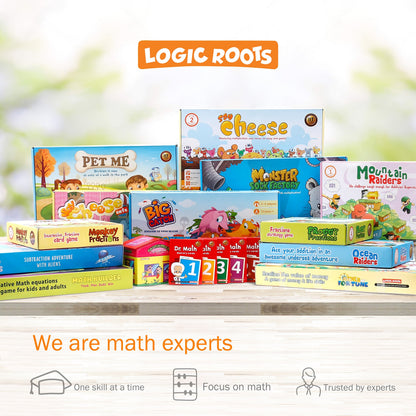 Logic Roots Multiplication and Division Game - Fun Math Board Game, Easy Start STEM Toy, Educational Gift for Kids (Girls & Boys), Homeschoolers, Grade 1 and Up (Pet Me + Say Cheese)