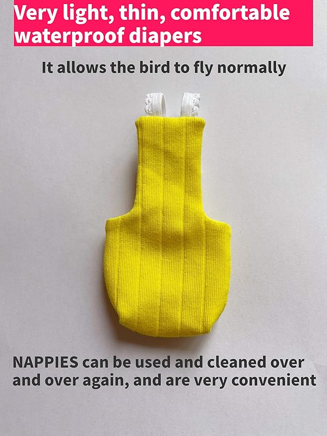 Parrot Bird Diapers, Birds Flight Suit, Parrot Clothes, Pet Animal Costumes, Bird Clothes, Cockatiel Bird Diaper, Pet Bird Diapers, Parrot Flight Suit, Bird Parrot Clothes (Yellow, L)