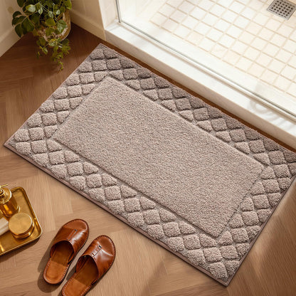 LUMI Bathroom Rugs, Ultra Soft Absorbent Bath Mat for Shower, Non Slip Washable Bath Rugs with Rubber Backing, Microfiber Plush Quick Dry Floor Mat for Bathtub, Floor, Brown, 24x36