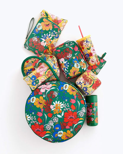 Ban.do Getaway Suitcase Tag for Travel, Green Floral Durable Vegan Leather Luggage Identifier, Superbloom