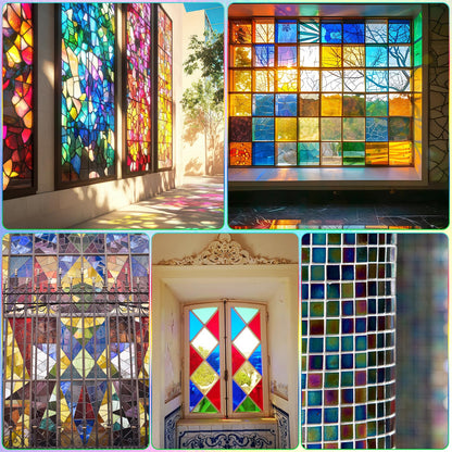 36 Sheets Iridescent Stained Glass Sheet Variety Pack, 4 X 6 inch Cathedral Art Glasses for Home Decor, Stained Glass Supplies for Glass Projects and Mosaic Crafts
