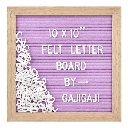 Felt Letter Board with 294 Letters, Numbers, Symbols - 10x10 inch Changeable Message Board with Wooden Frame Wall Mount(Purple)