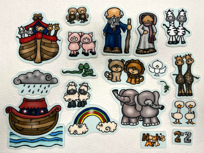 Noah's Ark Felt Story Set Bible Flannel Board Stories 20 Pieces Activity Pages Precut Figures noah