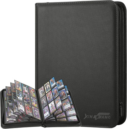 Trading Card Binder, Card Binder 9 Pocket, Premium Card Collection Binder with 576 Pockets, Zippered PU Leather Collector Album, Display Design Card Folder for MTG, TCG & All Sports Trading Cards