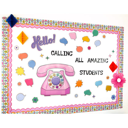 Carson Dellosa Retro Remix 71PC Welcome Bulletin Board Set, Inspirational Wall Art for Back to School Decorations, Chalkboard, and Classroom Decor, Groovy Teacher Supplies