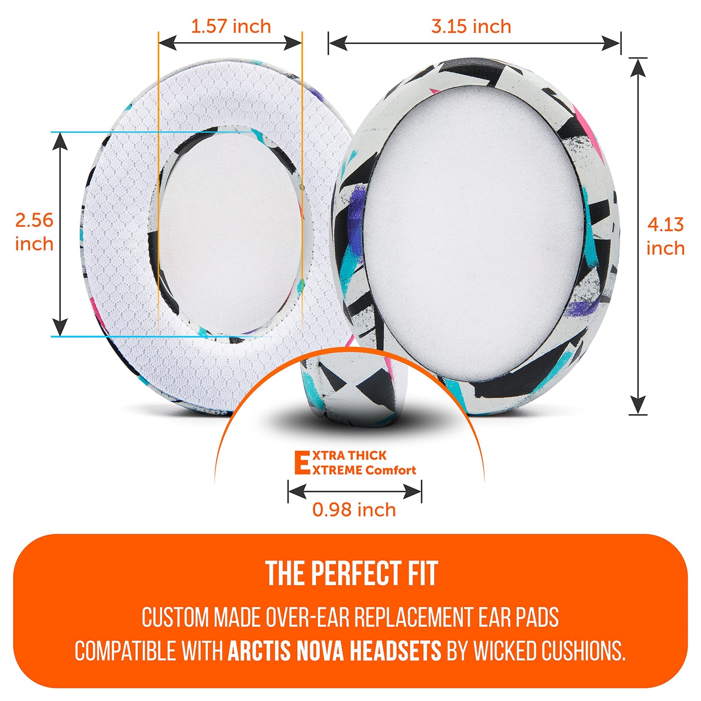 WC Freeze for Arctis Nova - Hybrid Fabric Cooling Gel Replacement Earpads for Arctis Nova Pro Wired, Nova 7, 5, 4, 3, 1 - Made by Wicked Cushions (Does Not Fit Nova Pro Wireless) | 90's White