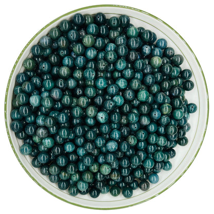 WHNKFB 6mm 100PCS Natural Moss Agate Round Beads, Dendritic Green Loose Stone Beads for Jewelry Making Craft - 4mm 6mm 8mm 10mm Options with Free Elastic Cord
