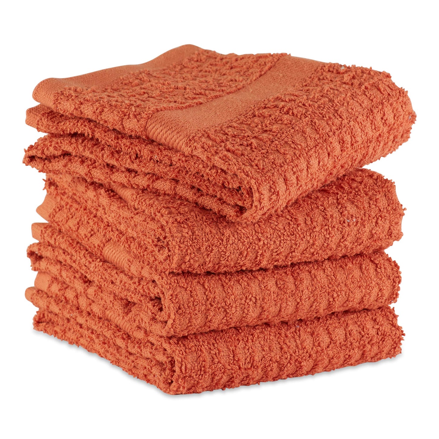 DII Basic Terry Collection Waffle Dishtowel Set, 15x26, Solid Spice, 4 Piece