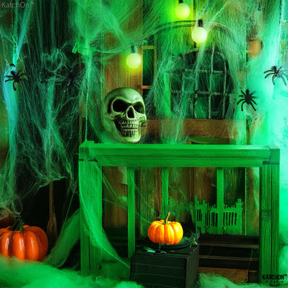 KatchOn, Glow in The Dark Halloween Spider Web - Halloween Glow in The Dark Decor | Super Stretch Cobweb for Creepy Party Supplies | Creepy Decorations Indoor Outdoor