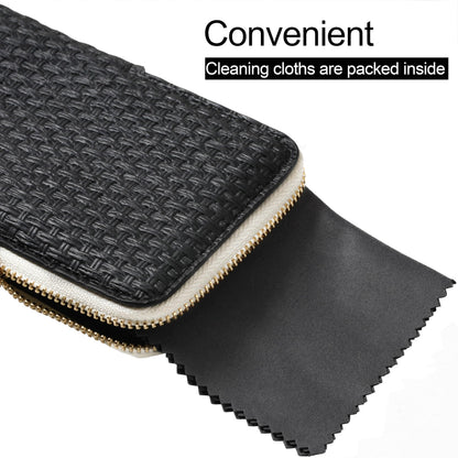 Cockatoo Portable Glasses Case, Drop-Resistant Eyewear Storage Pouch, Slim Soft Case for Sunglasses, with Cleaning Cloth (Black)