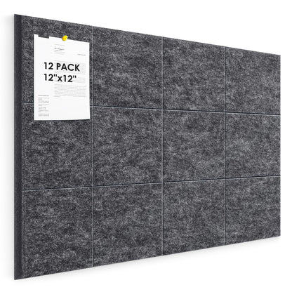 Large Cork Board for Walls 48"x36" |Cork Board Alternative| 12 Pack Felt Wall Tiles| Dark Gray Bulletin Board with Removable Adhesive | Cork Boards Pinboard for Office Home Classroom，Dark Gray