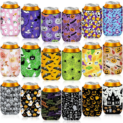 SEPGLITTER 18 Pcs Halloween Can Cooler Sleeves Neoprene Beer Drink Covers