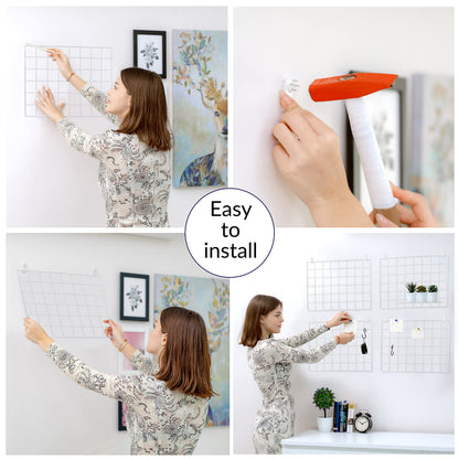ODOXIA 2 Pack Wire Wall Grid Panel | Photos & Pictures Display Grid Wall Panels | White, Magnetic & Metal Grid | Photo Grid | Wire Board | Hanging Home, Office & Kitchen Décor
