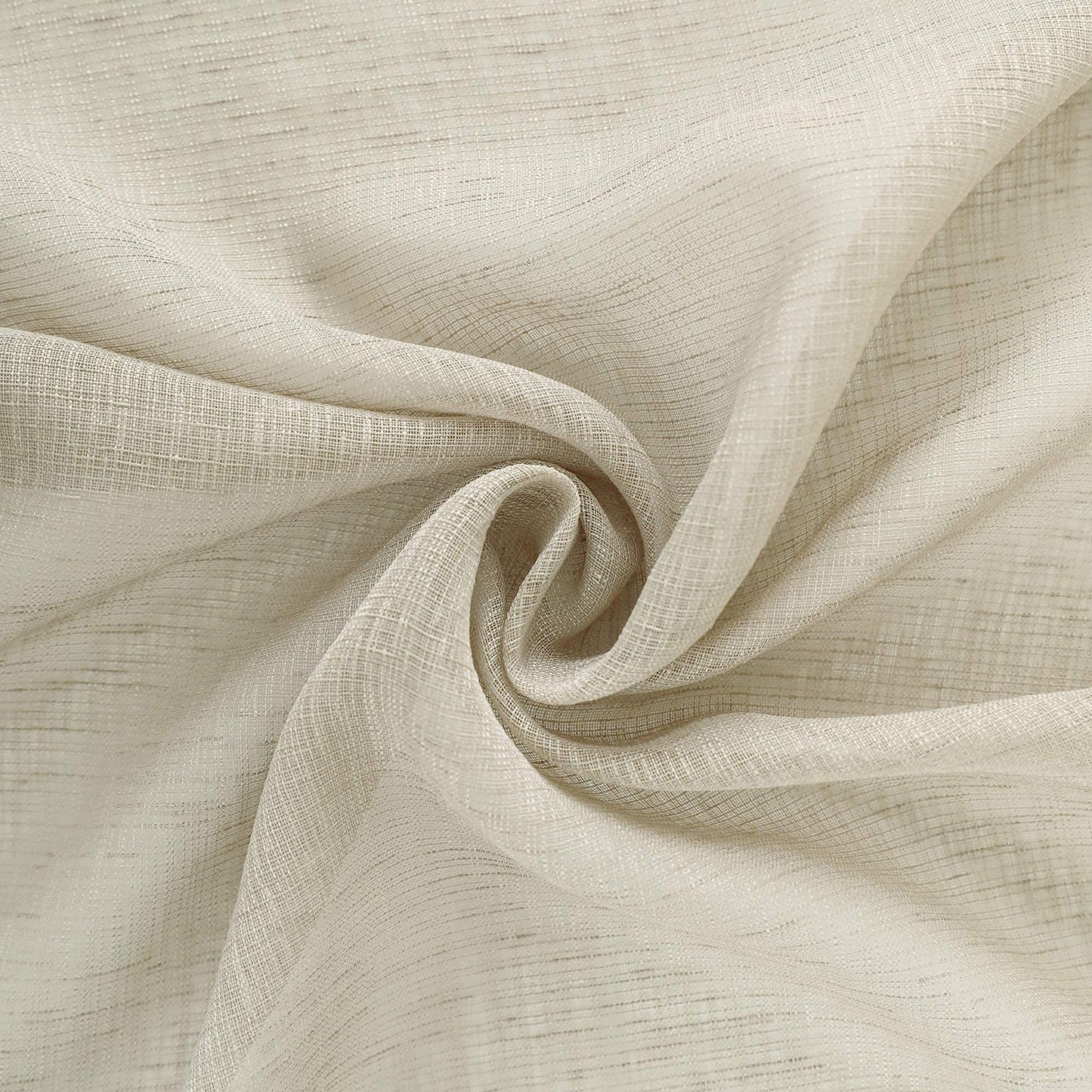 KOUFALL Beige Sheer Curtains 96 Inches Long 2 Panel Set,Cream Tan Rod Pocket Linen Look Neutral Curtains for Living Room Bedroom
