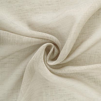 KOUFALL Beige Sheer Curtains 96 Inches Long 2 Panel Set,Cream Tan Rod Pocket Linen Look Neutral Curtains for Living Room Bedroom