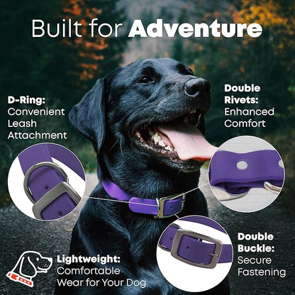 Regal Dog Products Small Purple Waterproof Dog Collar and Leash Set | Heavy Duty Double Buckle & D Ring - 5'ft Leash | Adjustable Biothane Dog Collar | Chew Resistant Waterproof Collar for Dogs
